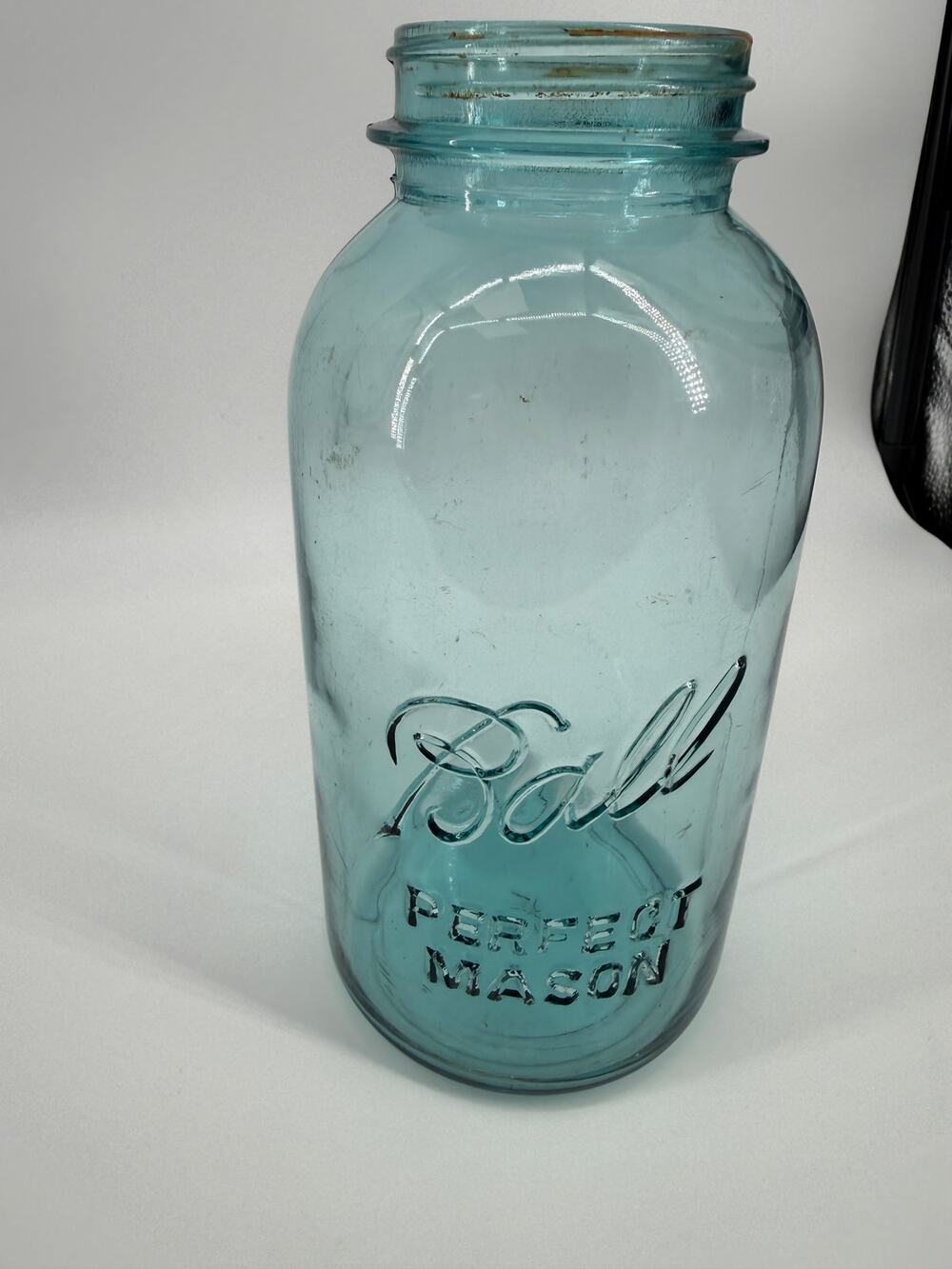 Vintage Blue Ball Perfect Mason Jar Aqua Glass 1/2 Gallon Canning Bottom Mark 5